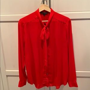 Banana Republic Red Tie Front Blouse M